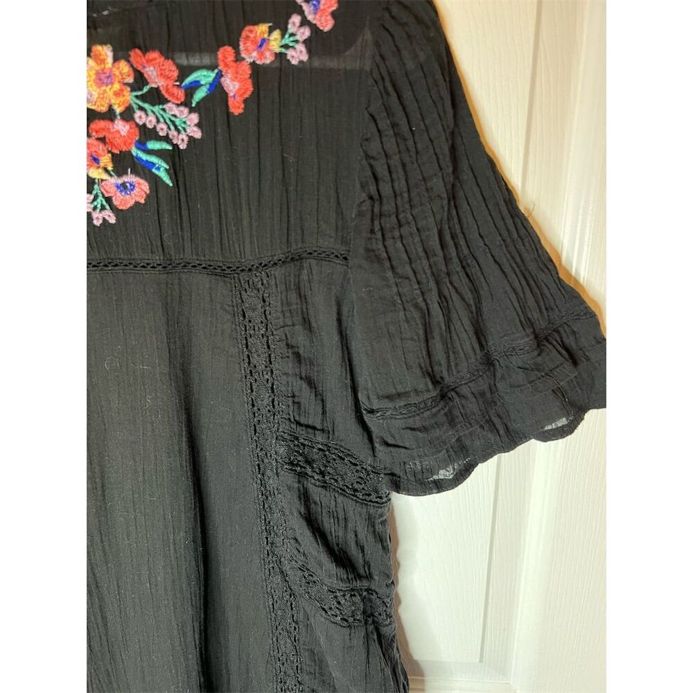 Free People Women's M Black Embroidered Shift Dress Party Cocktail - Picture 6 of 12